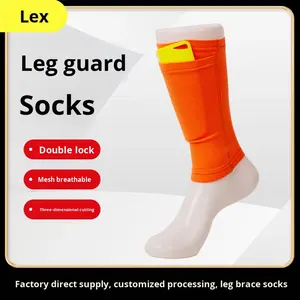 Calcetines de <span class=keywords><strong>espinilleras</strong></span> elásticos transpirables coloridos Protector de pierna de fútbol <span class=keywords><strong>tipo</strong></span> inserción para niños y adultos hechos de nailon cómodo - Product Image 2