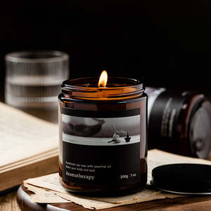 Proveedor de velas perfumadas de etiqueta privada Vela perfumada negra Premium personalizada de lujo Vela perfumada de etiqueta privada en tarro de vidrio 7oz - Product Image 1