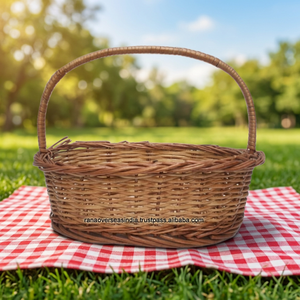 Oval Shape Handmade Bamboo Fruit Basket Rounded Handle Eco-friendly Feng Shui Polished <b>Wood</b> Finish Tableware Love Theme Home - Product Image 3