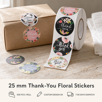 Autocollant de remerciement pour plantes et fleurs de 25 mm, étiquette autocollante ronde, autocollant adhésif