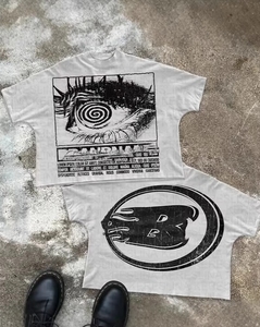 Camiseta Modal con Estampado de <span class=keywords><strong>Anime</strong></span>, Diseño Vintage con Lavado Ácido, Impresión Personalizada para Hombre, Estilo Urbano - Product Image 2