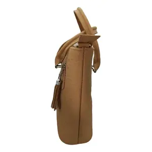 Bolso de Mano de Cuero Vacuno de Gran Capacidad Fana Wendy, Diseño de Bordado de Camello, Asa Doble, Bolso Casual para Mujer - Product Image 3