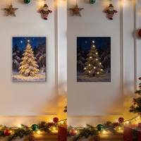 Tableau mural de Noël lumineux à LED avec cheminée et sapin, peinture illuminée pour la décoration de salon à Noël