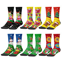 Chaussettes unisexes imprimées numériquement pour Noël, motif bonhomme de neige et Père Noël, cadeau de vacances, nouveauté, vente en gros, expédition immédiate
