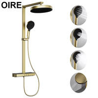 Nouvel arrivage Kaiping Oire : Ensemble de douche thermostatique doré pour salle de bain, mitigeur apparent