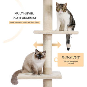 5-stufiger verstellbarer Katzen turm Hoch 95-107 Zoll Kratz baum mit Kratz baum Sisal und Papier material - Product Image 3