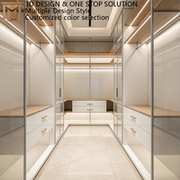 Dressing moderne haut de gamme en verre trempé blanc, écologique, avec tiroirs modulaires autoportants et étagères réglables, armoire en verre