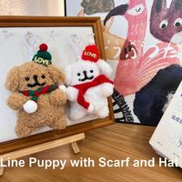 Cyber Celebrant Noël Chiot Poupée Lavé En Peluche Jouet Porte-clés Pendentif Chien Châle Écharpe PP Coton Soulagement Du Stress Cadeau De Vacances