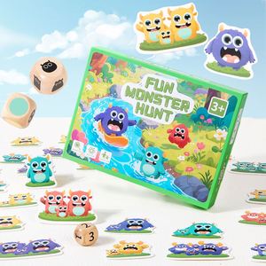 Wooden Dice Monster <b>Cards</b> Matching Family Night Parents Child Interaction Play Table Game - Product Image 5