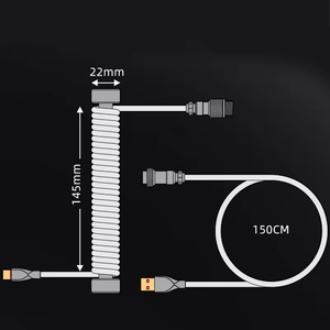GravaStar <b>Keyboard</b> Accessories Coiled Aviator <b>Cable</b> Mechanical <b>Keyboard</b> Aviation Plug <b>Cable</b> Type-C Interface Rust-proof - Product Image 2