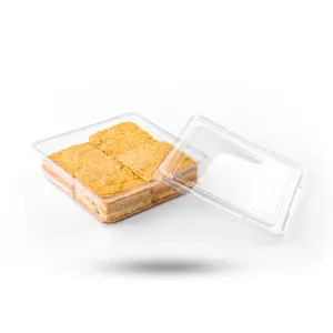 Pasokan produsen wadah kemasan bening sekali pakai kotak plastik kue hadiah PETCake sesuai makanan transparan