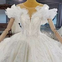 NDA10172 Robes de mariée courtes à manches courtes en dentelle, col rond, taille petite, personnalisées, pour mariages et soirées
