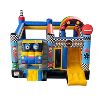 Château Gonflable Commercial avec Toboggan et Voiture de Course - Hupfburg Gonflable avec Camion de Course