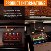 Panneau de commutation RGB 8 gang 12V, panneau de commutation à intensité variable automatique, interrupteur à bascule momentané pulsé, panneau de commutation tactile pour Jeep Wrangler
