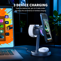 Support de chargeur sans fil magnétique de bureau électrique 3 en 1, station de charge rapide PD pour téléphone portable et écouteurs, design flexible