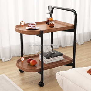 Mesa de centro de <span class=keywords><strong>Metal</strong></span> ligera y duradera al por mayor, mesa de aperitivos móvil para dormitorio con almacenamiento, mesa auxiliar de sofá sencilla de 2 capas - Product Image 1