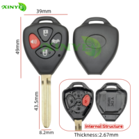 Coque de clé télécommande XINYE pour TOY43/TOY47 à 2/3/4 boutons, remplacement de coque de clé, boîtier de clé transpondeur