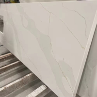 Dalle de pierre artificielle en marbre blanc Calacatta pour plan de travail, dessus de vanité et évier de cuisine
