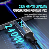 Câble USB C vers USB C à enroulement magnétique, charge rapide PD 240W, 40 Gbps, affichage numérique intelligent, câble de données tressé