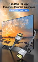 Câble HDMI 2.1 ultra haute vitesse 48 Gbps 10K/30Hz 8K/60Hz, tressé en nylon, HDR dynamique, compatible EARC, compatible avec PS5, Xbox, moniteur 8K