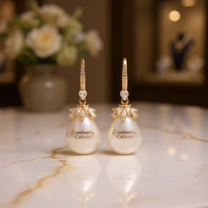 โซลเมท คาลเดน โกลด์ ดรอปต่างหูมุกเทียมผู้หญิงเครื่องประดับงานแต่งงานโรแมนติกต่างหูแฟชั่นโลหะผสม - Product Image 2