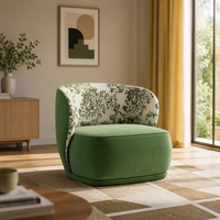 Fauteuil vintage de style français du milieu du siècle, design sans accoudoirs, revêtement en tissu, coussin en mousse haute densité et résiliente, pour salon