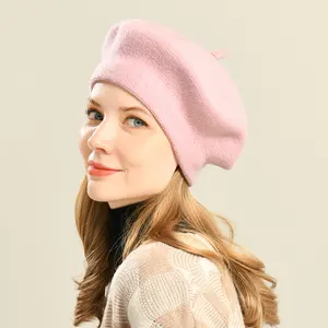 2022 пользовательские красочные женские и мужские красные французские береты с вышивкой, Женская шерстяная шляпа, кепка для девочек, берет