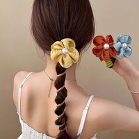 Nouveau haut de gamme en plastique fleur téléphone cordon cheveux cravate doux été atmosphère femmes queue de cheval bandeau cheveux tressage artefact