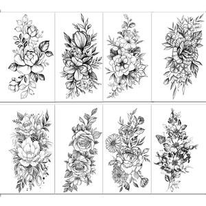 Tatouages temporaires personnalisés en gros, imperméables, résistants à la transpiration, motif crâne noir et fleurs, autocollants de <span class=keywords><strong>tatouage</strong></span> corporel unisexe - Product Image 3