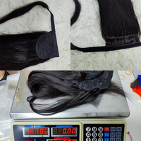 Extensions de cheveux humains Letsfly 9A, queue de cheval, noir naturel, 10-30 pouces, vague d'eau, cheveux humains, trame de cheveux, double trame