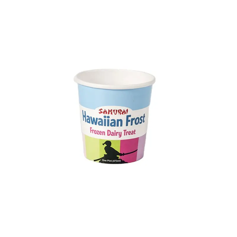 Luckytime Wholesale Disposable Food Grade Custom Printing Free Samples Paper Ice Cream Yogurt Cups Bowls with Lid