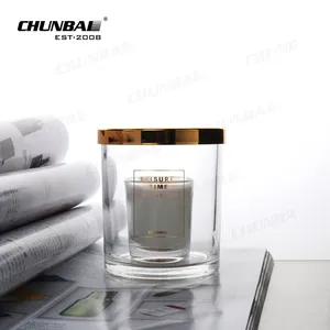 Bulk 2Oz 4Oz Crystal Wide Mouth Thick Large Empty High End Clear Transparent Glass Candle Glass Jar With Gold Lid