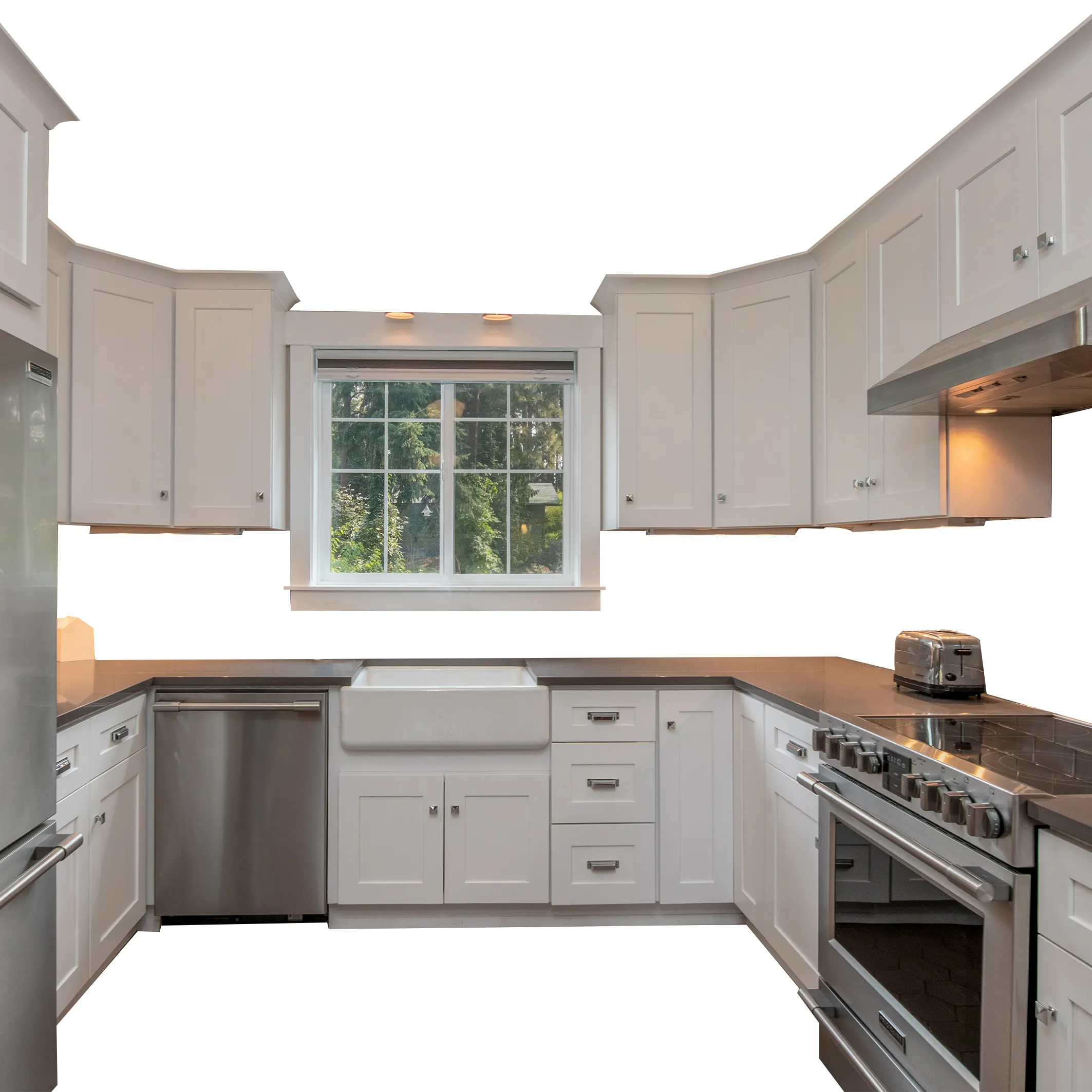 Europa moderna combinação habitação U estilo marfim branco madeira maciça cozinha armários fábrica design alta qualidade cozinha armários