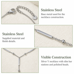 Collier en acier inoxydable avec pendentif en forme de Y, acier inoxydable, 44 + 5 cm, 5,6 g - Product Image 3