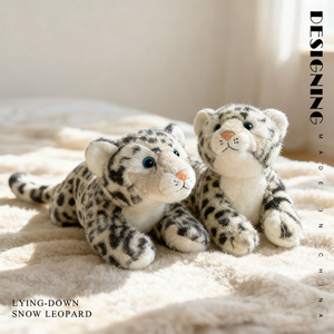 100 pièces, faible MOQ, haute qualité, animaux sauvages réalistes, léopard des neiges, jouets en peluche - Product Image 5