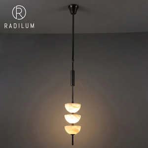 Alabaster Pendant <b>Light</b> Brass Modern Retro Bedside Dining Room <b>Bar</b> Villa Designer High-End Translucent Stone Decorative Middle - Product Image 1