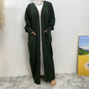 1997#B Fall Winter Warm Coat <b>Thick</b> Polyester Muslim Women Batwing Sleeves With Front Pockets New Kaftan Ladies <b>Cardigan</b> Abaya - Product Image 2