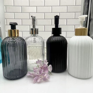 Bouteille de désinfectant pour les mains Boston à rayures horizontales, réutilisable, personnalisable, 430 ml, pour la sécurité alimentaire, pour lotion corporelle, désinfectant pour les mains, gel douche - Product Image 1