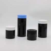 Pot d'emballage en plastique de médecine non toxique de qualité alimentaire avec couvercle résistant aux enfants 20 40 60dr 250ml 300ml Pot en plastique noir ambré blanc