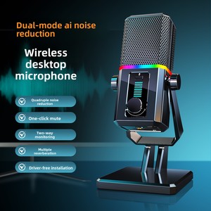 डुअल मॉडल <span class=keywords><strong>ai</strong></span> वायरलेस USB-C डेस्कटॉप माइक्रोफोन शोर कैंसिल कर रहा कंप्यूटर condenser mic rgb प्रकाश यूएसबी गेमिंग माइक्रोफोन - Product Image 5