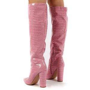 ที่กําหนดเองขนาดใหญ่<span class=keywords><strong>ส้น</strong></span>หนารองเท้าเครื่องรางของผู้หญิงจระเข้พิมพ์ลูกวัวกว้างเซ็กซี่สุภาพสตรีรองเท้าส้น<span class=keywords><strong>สูง</strong></span> - Product Image 2