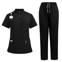 Ensemble de blouses médicales unisexes à col montant, demi-zip, manches courtes, en polyester, uniforme d'infirmière pour hôpital et SPA