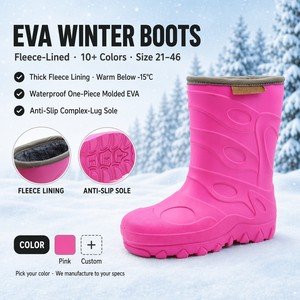 Custom Ultra Lightweight EVA Snow Rain Boots Thick Plush Interior Mid Calf Waterproof Anti Slip Cold Winter Mud Rain <strong>Wellies</strong> - Product Image 1