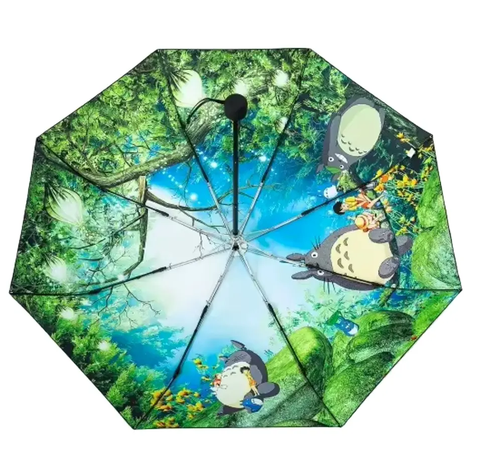 Cetakan Digital kartun di dalam dicetak totoro 3 payung lipat Jepang