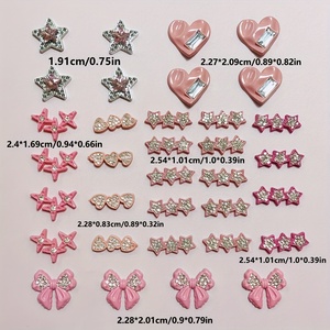 Combo bán buôn 43 món phụ kiện trang trí điện thoại hình túi tiền, dấu đô la, nơ, trái tim, bướm, sao, màu hồng lấp lánh - Product Image 4