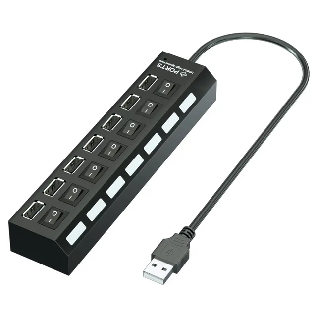 USB HUB 2.0 Splitter Dock Station PC Accessories with Power Adapter for Computer Multi HUB USB 7 Port Multiport HUB