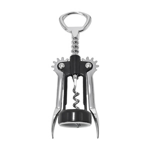 Stainless Steel Wine Corkscrew Black Zinc Alloy Bottle Opener With Spiral Worm And Lever Design For Easy Use - Product Image 2