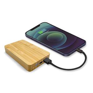 Banque d'alimentation en bambou écologique 5000 mAh, portable, avec indicateur LED, grande surface d'impression de logo, USB 10W - Product Image 2