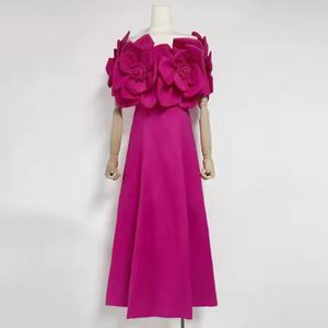 Nouvelle robe de soirée pour femme, design automne, haute qualité, décolleté sexy, sans bretelles, style vintage, à fleurs - Product Image 6