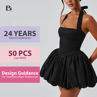 Vente en gros de robes trapèze dos nu de haute qualité, personnalisables ODM/OEM, faible MOQ, fabrication en usine, couleur unie, échantillon personnalisable, support pour les marques